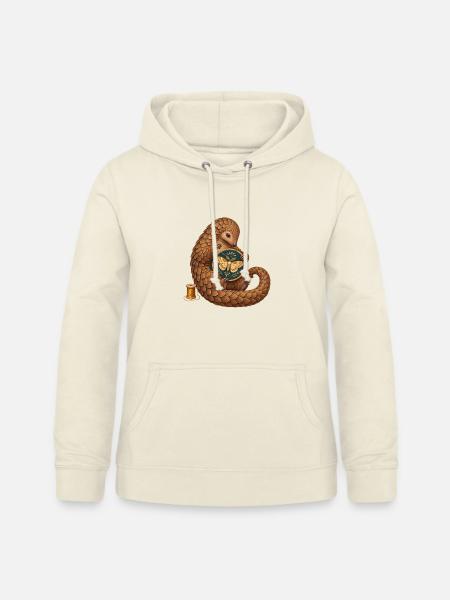 Schuppentier stickt eine Motte - Frauen Hoodie - Vanille-Milchshake