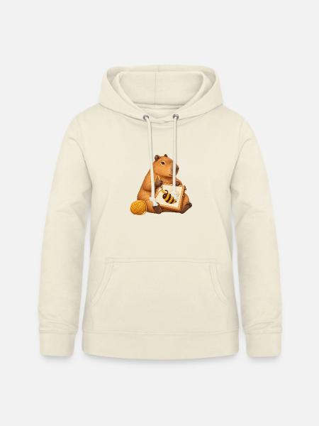 Capybara mit Punch-Needle-Biene - Frauen Hoodie - Vanille-Milchshake
