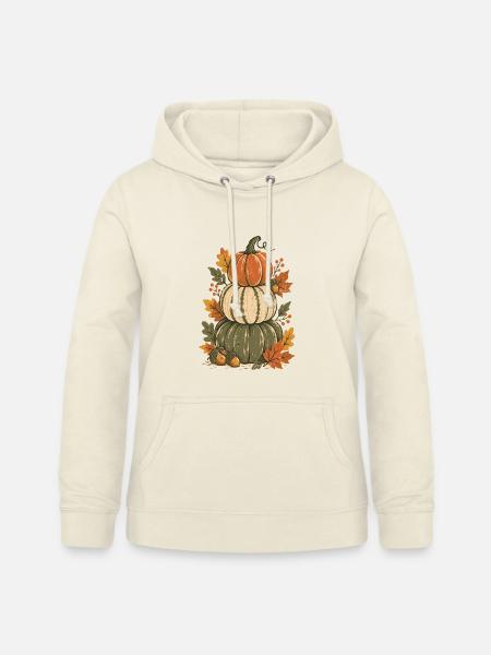 Herbst-Pumpkinen-Turm mit Blättern - Frauen Hoodie - Vanille-Milchshake