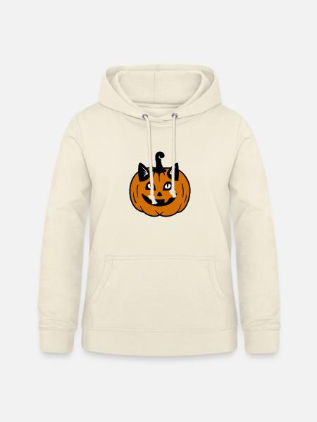 Halloween Katze Kürbiskopf - Frauen Hoodie - Vanille-Milchshake