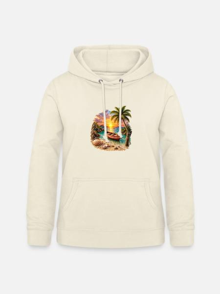 Tropisches Sonnenuntergangsboot bei Palm Beach - Frauen Hoodie - Vanille-Milchshake