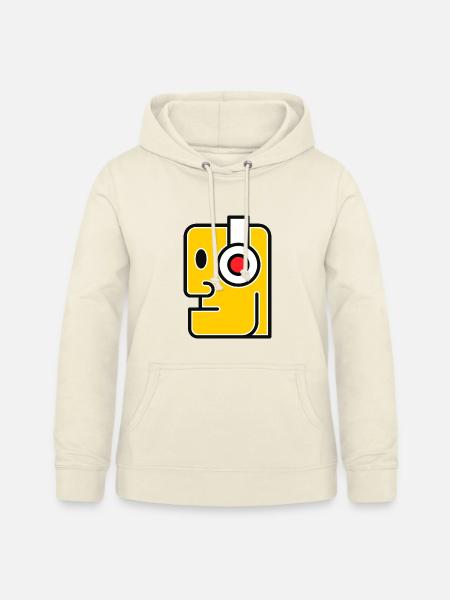 Cartoon-Stil Kopf mit Kopfhörern - Frauen Hoodie - Vanille-Milchshake