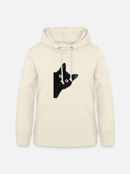 Wackeläugige schwarze Katze - Frauen Hoodie - Vanille-Milchshake