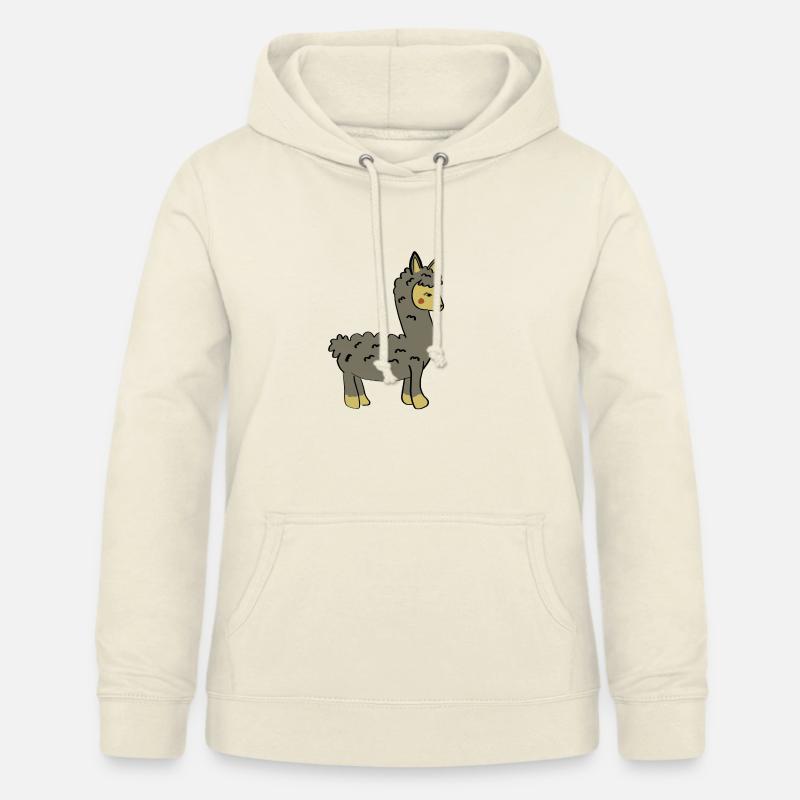 Playful llama with braid and button ears - Women's Hoodie - vanilla