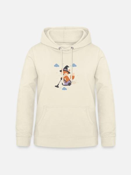 Fuchs mit Hexenhut beim Staubsaugen - Frauen Hoodie - Vanille-Milchshake