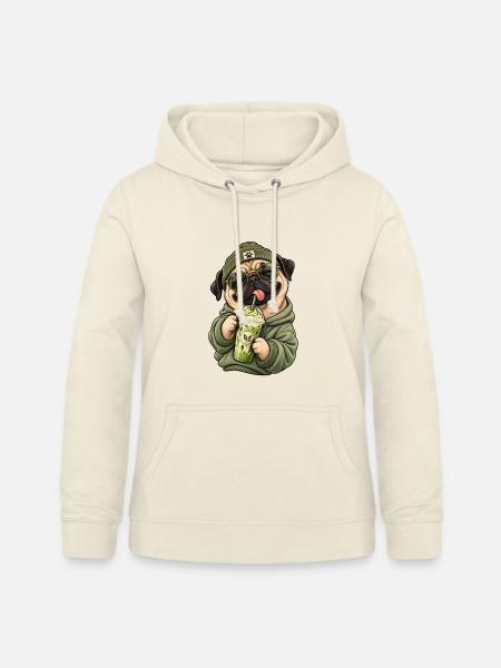 Süßer Mops mit Matcha Latte - Frauen Hoodie - Vanille-Milchshake