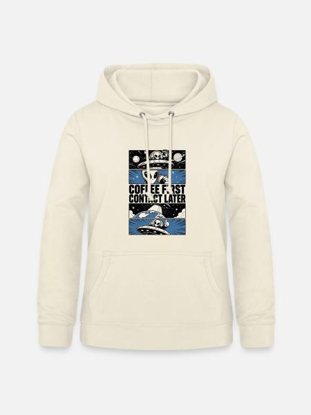 Coffee First Contact Later – Alien Comic - Frauen Hoodie - Vanille-Milchshake
