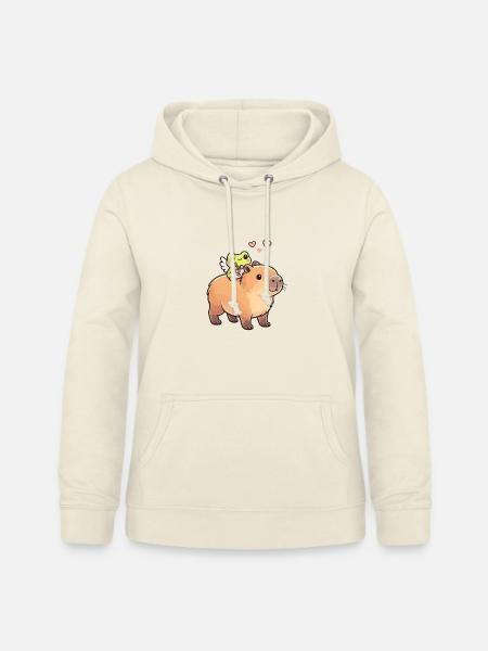 Capybara & Amor-Frosch – Süßes Valentinsmotiv - Frauen Hoodie - Vanille-Milchshake