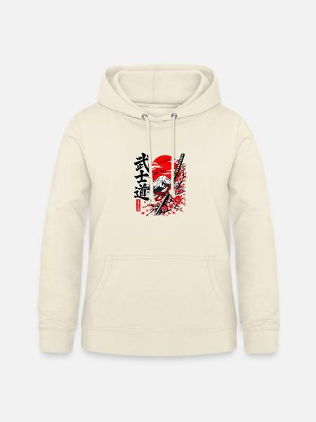 Bushido Samurai am Fuji mit Kirschblüten - Frauen Hoodie - Vanille-Milchshake