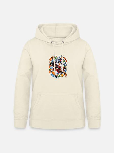 Samurai-Pinguin führt ein Sushi-Katana - Frauen Hoodie - Vanille-Milchshake