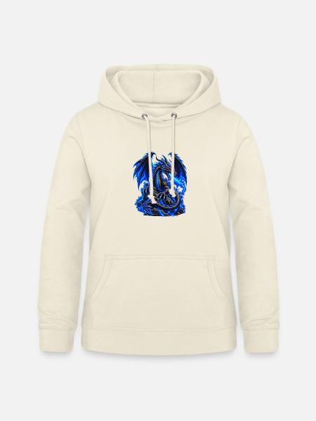 Schwarzer Drache mit blauer Energie - Frauen Hoodie - Vanille-Milchshake