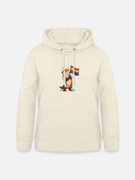 Otter mit Regenbogenflagge – Pride Motiv - Frauen Hoodie - Vanille-Milchshake