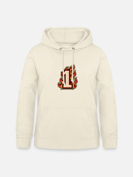 Zahl 1 im Flammen Patch-Look - Frauen Hoodie - Vanille-Milchshake