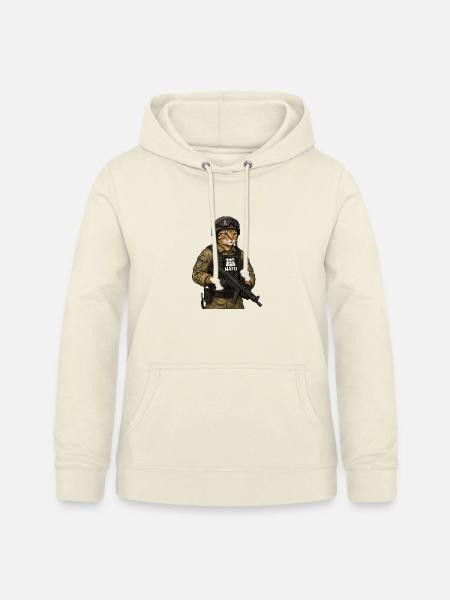 Ukraine-Katze mit NAFO-Patch - Frauen Hoodie - Vanille-Milchshake