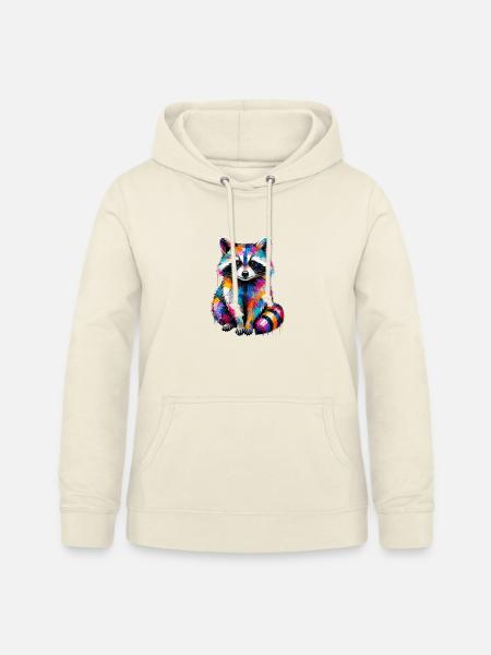 Bunter Waschbär mit Farbklecksen  - Frauen Hoodie - Vanille-Milchshake