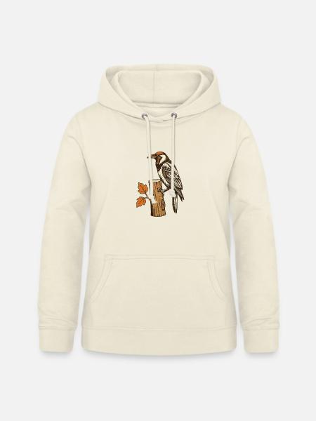 Specht am Herbststamm - Frauen Hoodie - Vanille-Milchshake