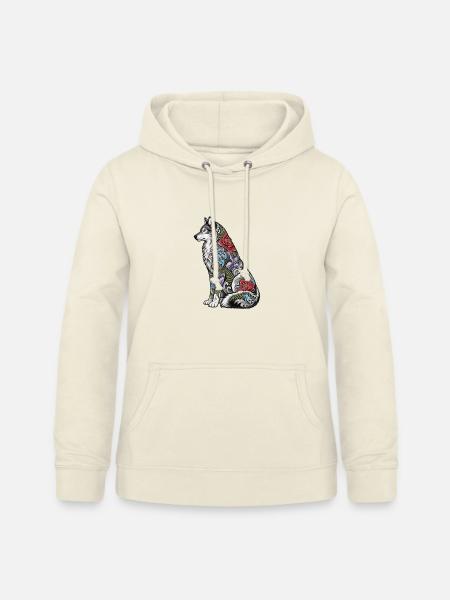 Wolfs Floral Tattoo Fell - Frauen Hoodie - Vanille-Milchshake