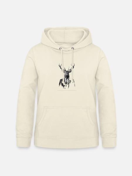 Reh im Anzug Porträt - Frauen Hoodie - Vanille-Milchshake