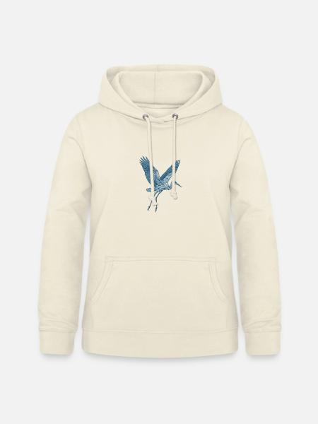 Blauer Storch | Geometrischer Blau Kranich - Frauen Hoodie - Vanille-Milchshake