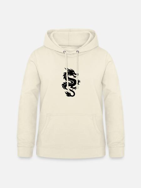 Schwarz stilisierter chinesischer Drache - Frauen Hoodie - Vanille-Milchshake