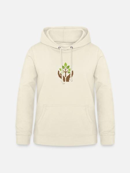 Hände halten Baum | Naturschutz Symbol - Frauen Hoodie - Vanille-Milchshake