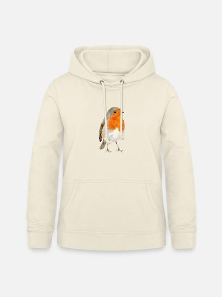 Rotkehlchen Portrait im Aquarellstil - Frauen Hoodie - Vanille-Milchshake