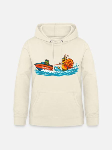 Schnecke beim Wasserski - Frauen Hoodie - Vanille-Milchshake