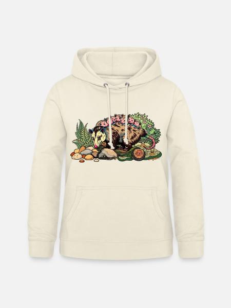 Opossum-Mama mit ihrem Nachwuchs - Frauen Hoodie - Vanille-Milchshake