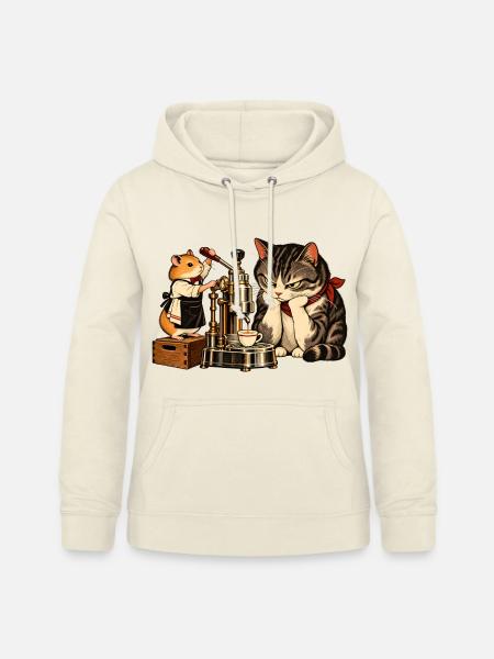 Hamster & Katze beim Espresso-Machen – Kaffee - Frauen Hoodie - Vanille-Milchshake