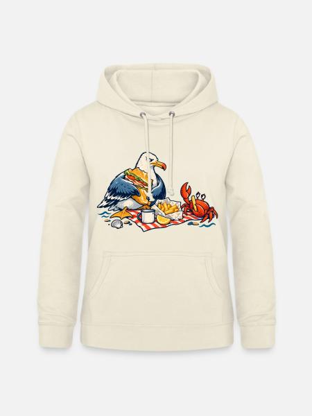 Möwe & Krabbe beim Strandpicknick – Küste - Frauen Hoodie - Vanille-Milchshake