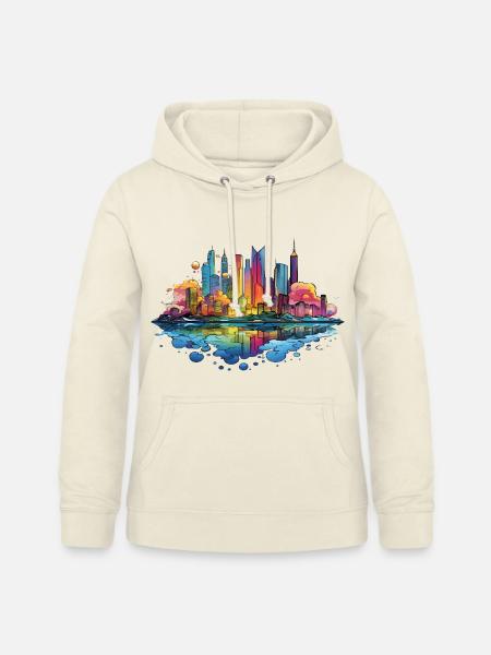 Bunte Skyline Reflektion - Frauen Hoodie - Vanille-Milchshake