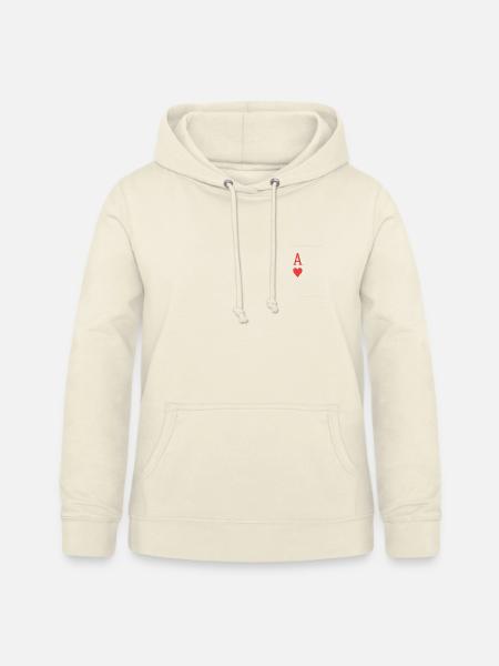 Rotes Herz-Ass auf schwarzem Hintergrund - Frauen Hoodie - Vanille-Milchshake