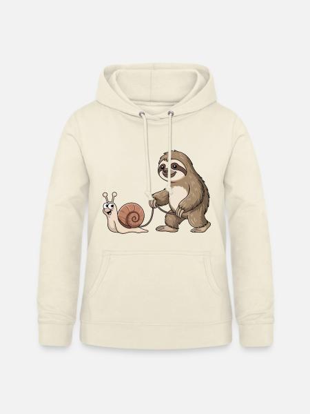 Faultier und Schnecke - Frauen Hoodie - Vanille-Milchshake