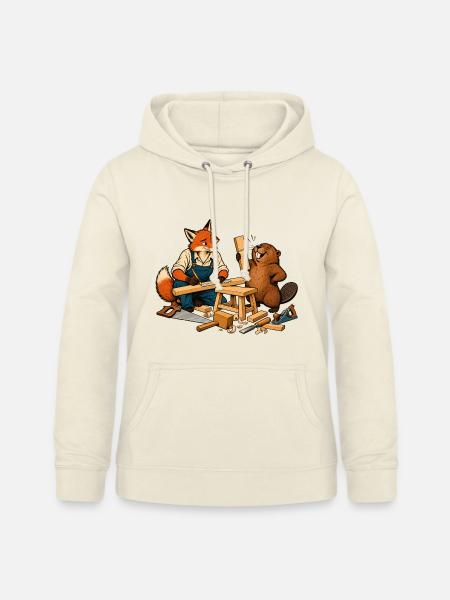 Fuchs und Biber beim Heimwerken – Handwerkerduo - Frauen Hoodie - Vanille-Milchshake