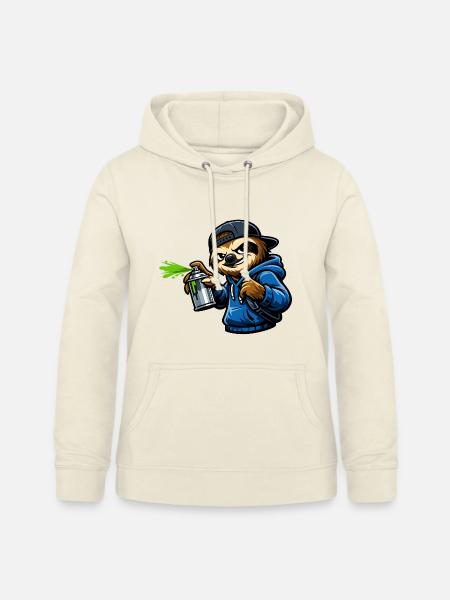 Cooles Faultier beim Graffiti Sprayen - Frauen Hoodie - Vanille-Milchshake