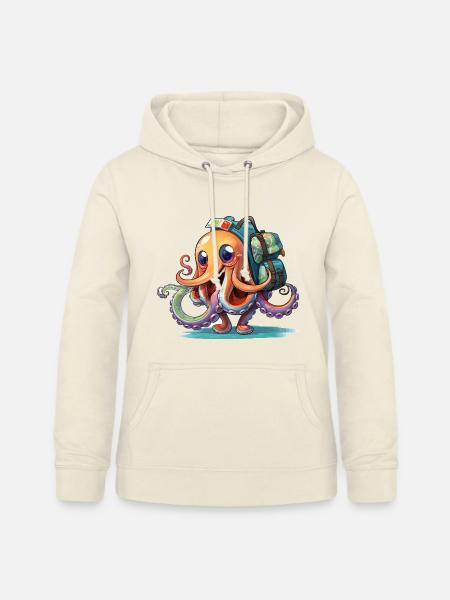 Oktopus Entdecker mit Rucksack - Frauen Hoodie - Vanille-Milchshake