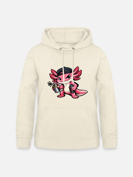 Axolotl beim Graffiti-Sprühen – Sprayer Style - Frauen Hoodie - Vanille-Milchshake