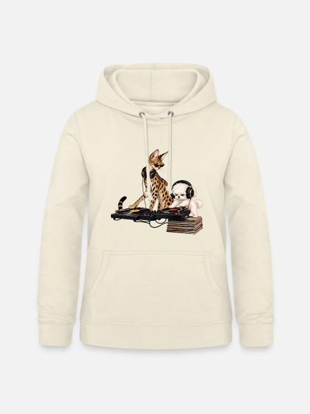 Malteser und Savannah-Katze als DJ-Duo - Frauen Hoodie - Vanille-Milchshake
