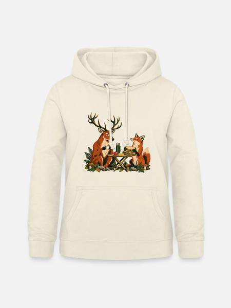 Rotwild und Fuchs beim Waldfrühstück - Frauen Hoodie - Vanille-Milchshake