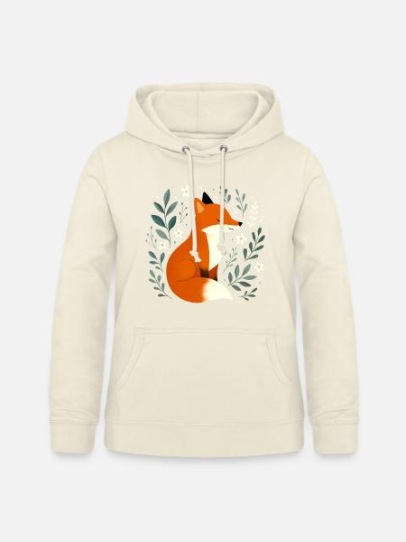 Fuchs mit Blumen - Frauen Hoodie - Vanille-Milchshake