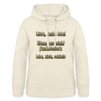 Liebe, lache, lebe! Wenn das nicht funktioniert: - Frauen Hoodie - Vanille-Milchshake - Vorne - AI Model Female 172 light (172cm)