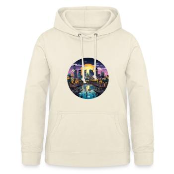 Sonnenuntergangsstadt am Wasser - Frauen Hoodie - Vanille-Milchshake - Vorne - AI Model Female 172 light (172cm)