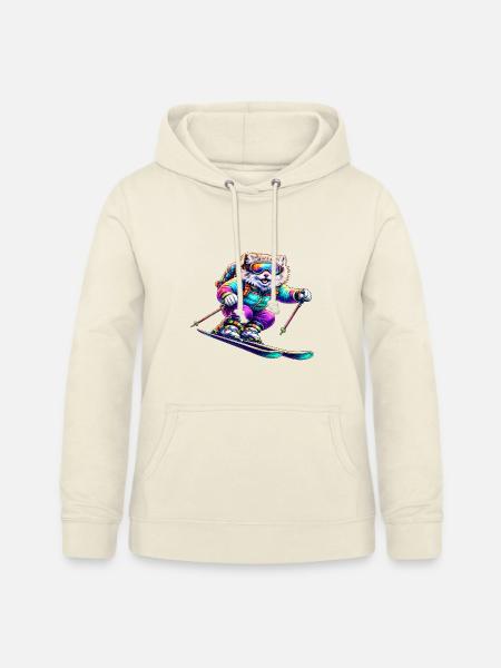 Neon Skihund Wintersporttier - Frauen Hoodie - Vanille-Milchshake