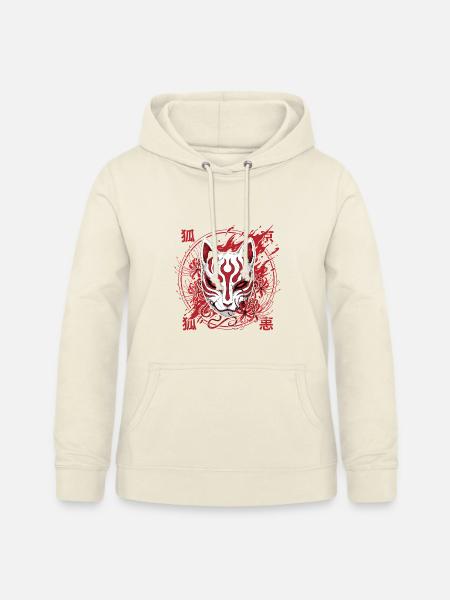 Kitsune Maske Rot-Weiß - Frauen Hoodie - Vanille-Milchshake