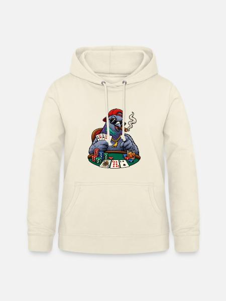 Coole Taube beim Poker - Frauen Hoodie - Vanille-Milchshake