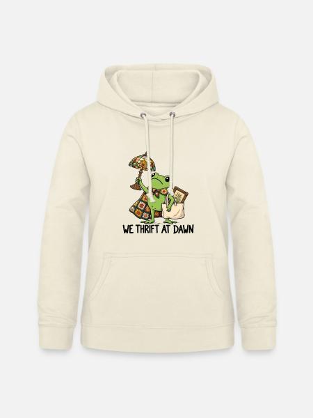 Frosch im Handarbeits-Chic - Frauen Hoodie - Vanille-Milchshake