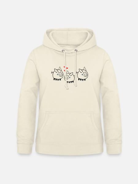 Schweinchen mit Herzen - Frauen Hoodie - Vanille-Milchshake