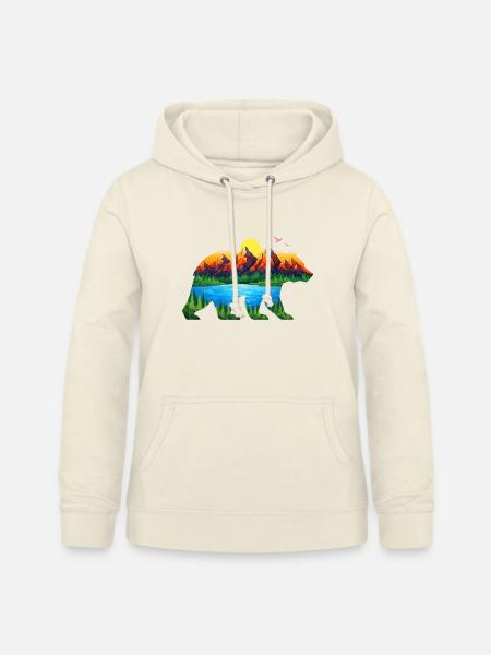 Geometrischer Bergbär Landschaft - Frauen Hoodie - Vanille-Milchshake