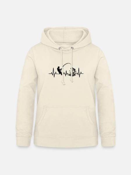 Angeln Herzschlag EKG Angler Silhouette - Frauen Hoodie - Vanille-Milchshake