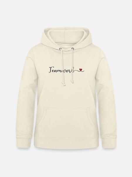 Teamwork Schrift mit Herz - Frauen Hoodie - Vanille-Milchshake